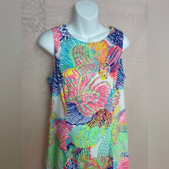 Lilly Pulitzer Mila shift dress, neon pink, green - Picture 3 of 11